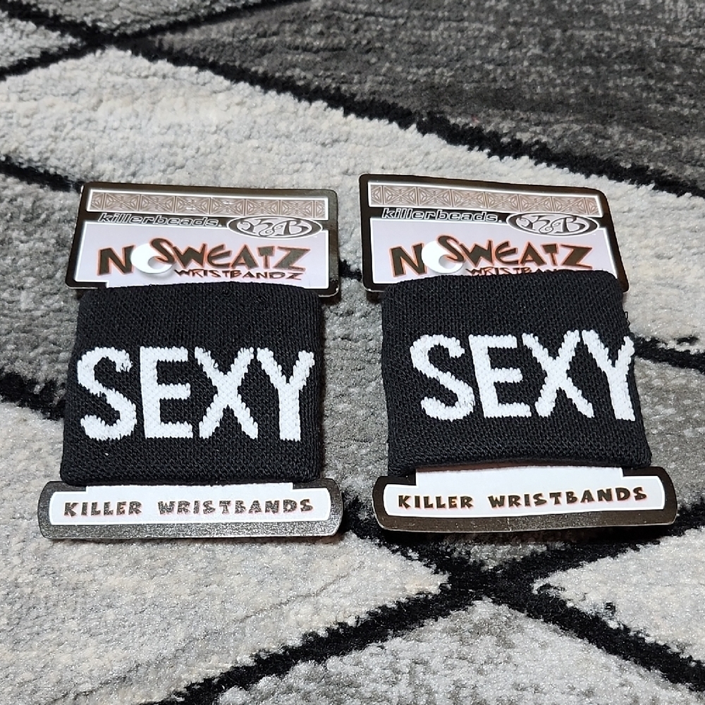 KILLER BEADS NO SWEATZ BLACK UNISEX "SEXY" SWEATBAND WRIST WRAPS/BANDS